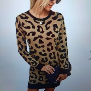 Animal print sweater dress